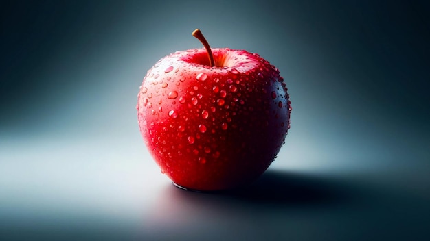 Pomme rouge fraîche avec des gouttes d'eau