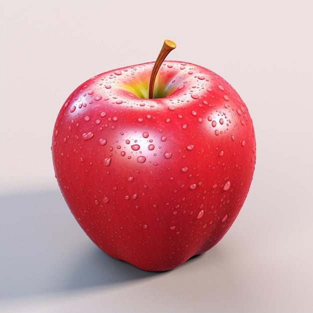 une pomme rouge avec des gouttes d'eau dessus