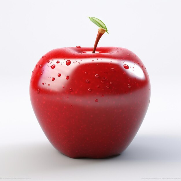 une pomme rouge avec des gouttes d'eau dessus