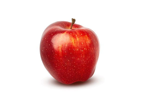 Pomme rouge isolée sur fond blanc, chemin de détourage, pleine profondeur de champ