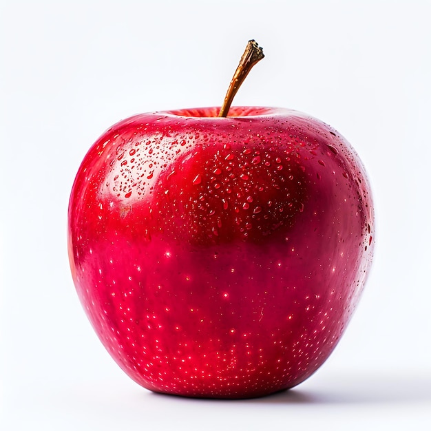 Pomme rouge mûre biologique sur un fond blanc