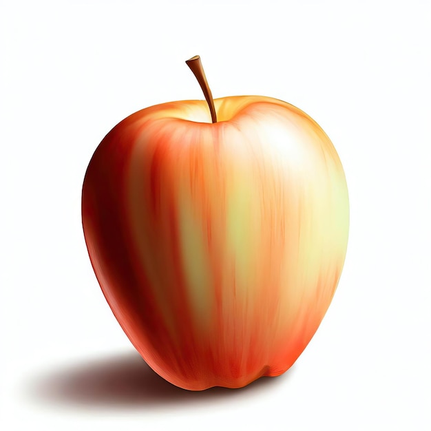 une pomme rouge avec des rayures jaunes et vertes sur un fond transparent IA générative