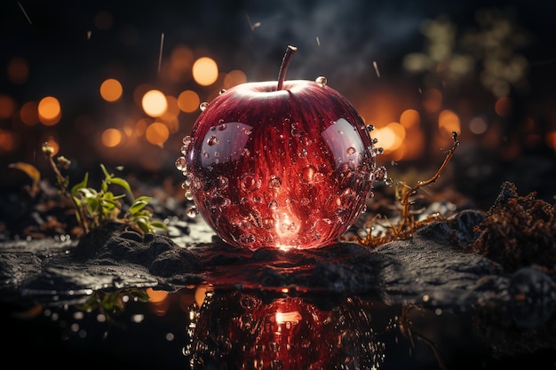 Une pomme rouge avec une surface lisse et un arôme attractif générateur d'IA