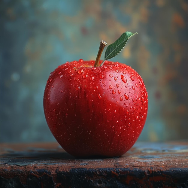 Pomme rouge sur une table en bois