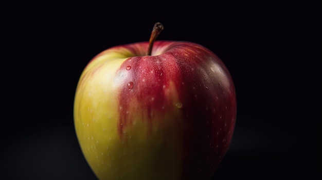 Une pomme rouge et verte avec une tige