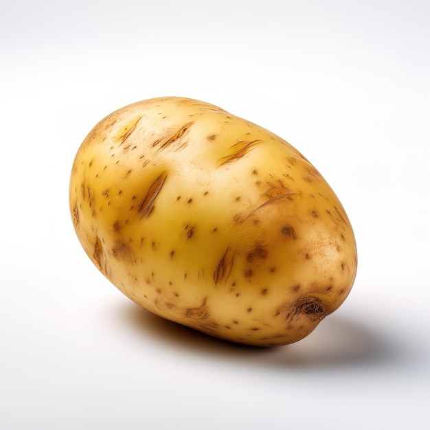 une pomme de terre avec une peau jaune et des taches brunes