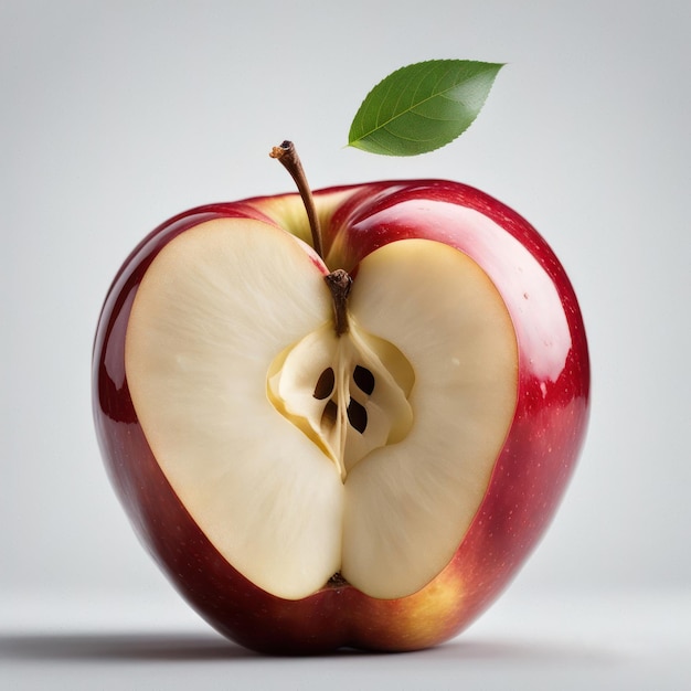 Photo pomme tranchée dans un fond blanc isolé