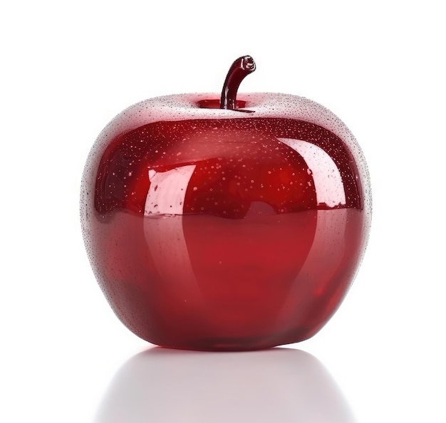 Pomme de verre rouge sur fond blanc