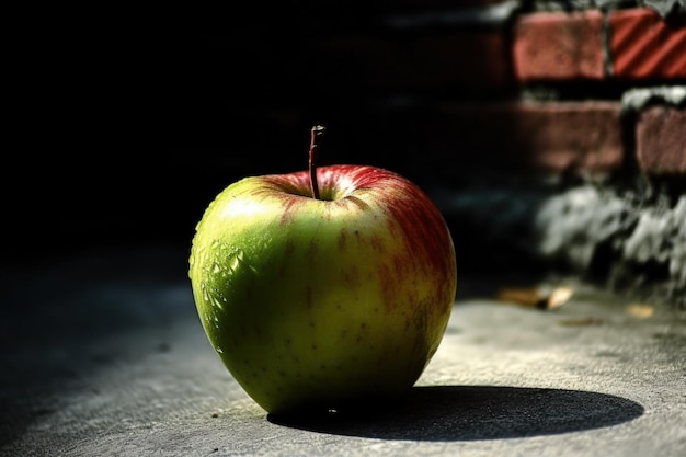 Une pomme verte assise sur un trottoir IA générative