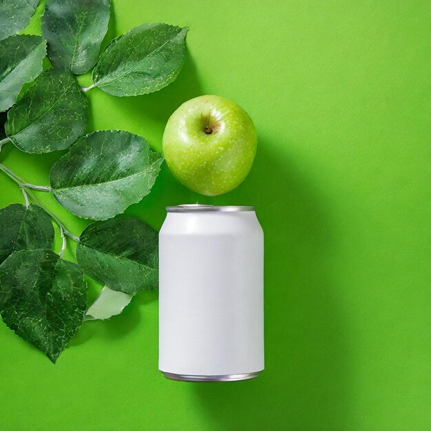 Photo une pomme verte est sur un fond vert avec une pomme vert sur le dessus