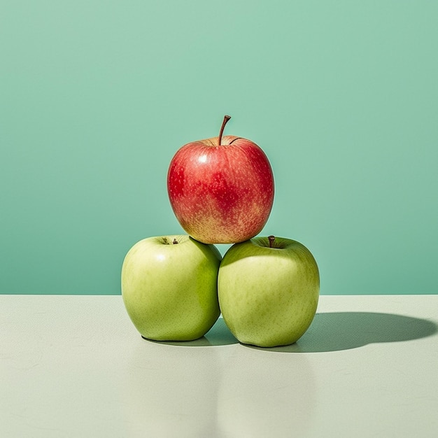 Une pomme verte est posée sur une pomme verte.