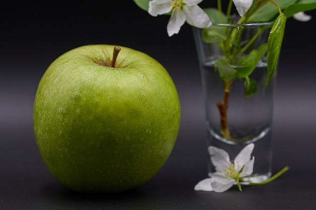 pomme verte et fleur de pommier