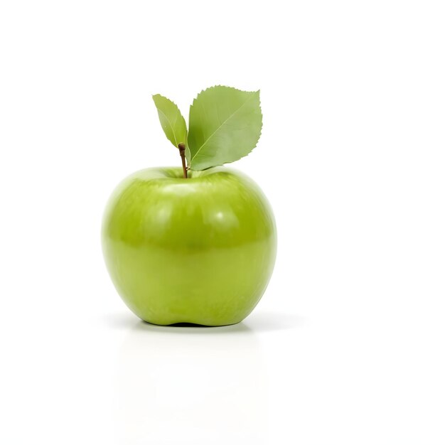 Une pomme verte sur fond blanc