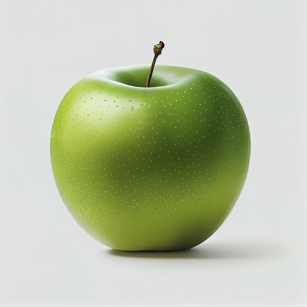 Une pomme verte avec un fond blanc