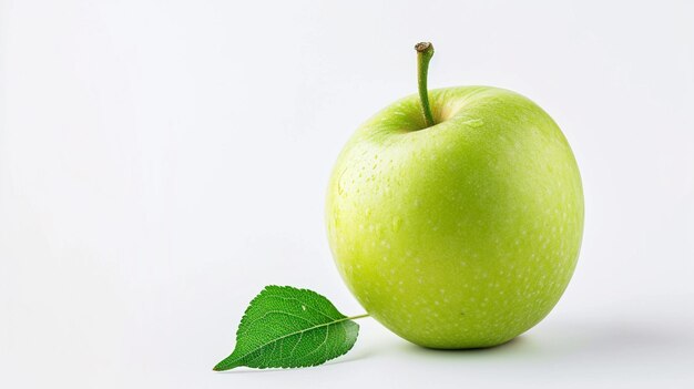 Pomme verte fraîche avec feuille verte isolée sur fond blanc Parcours de coupe Ai Génératif