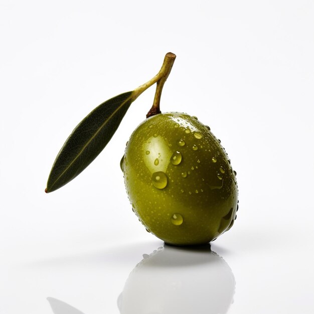 Une pomme verte avec des gouttes d'eau dessus