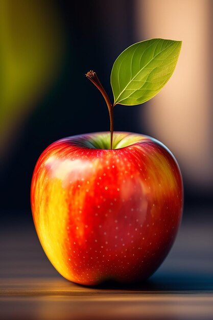 Une pomme verte avec un visage jaune