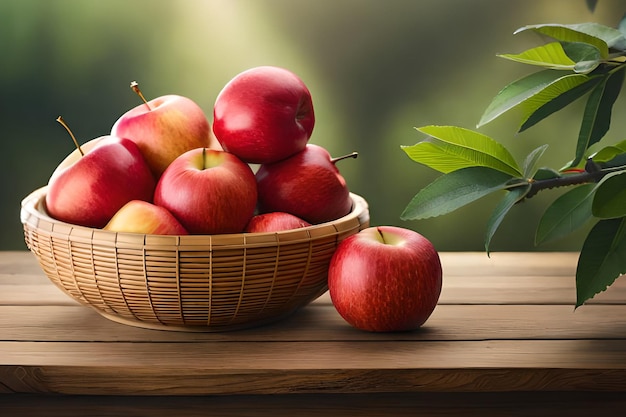 Pommes dans un panier sur une table