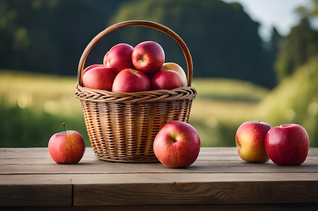 Pommes dans un panier sur une table