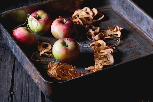 Pommes fraîches et séchées