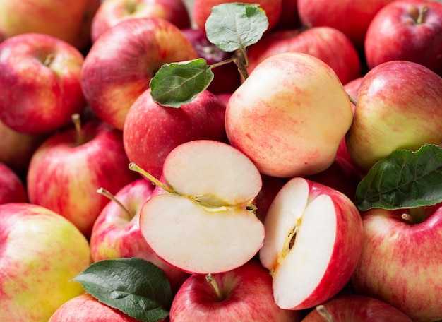 Pommes fraîches en vue de dessus d'arrière-plan