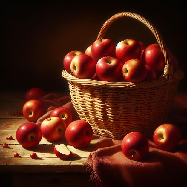 des pommes mûres dans un panier