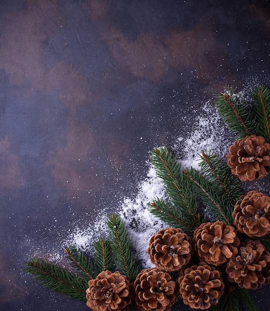 Pommes de pin et branches de sapin.