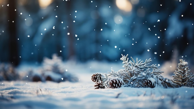 Pommes de pin dans la neige