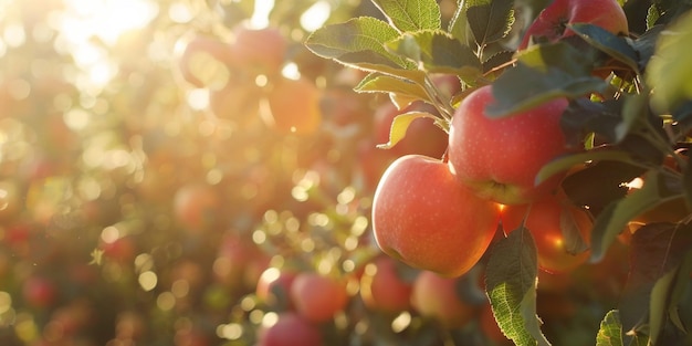 Photo pommes rouges sur l'arbre ia générative