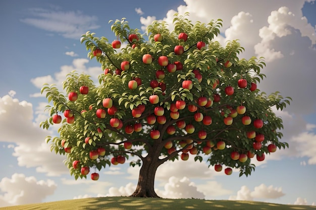 Des pommes rouges sur une branche de pommier