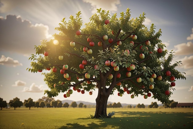 Des pommes rouges sur une branche de pommier