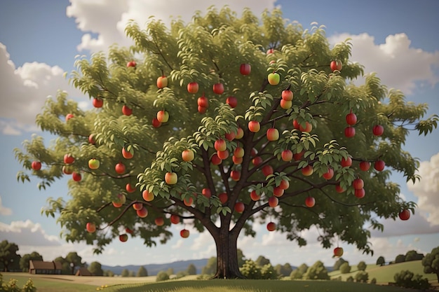 Des pommes rouges sur une branche de pommier