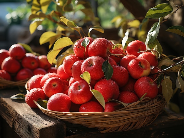 pommes rouges dans un panier IA générative