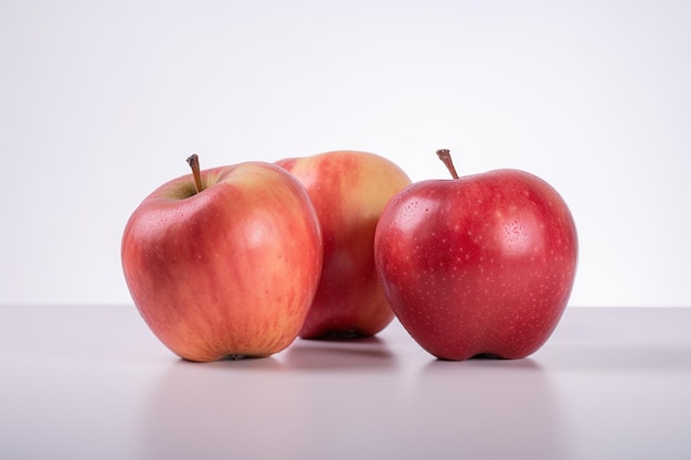 Pommes rouges entières isolées sur fond blanc