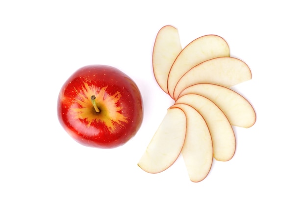 Photo pommes rouges isolés sur blanc isolé. vue de dessus