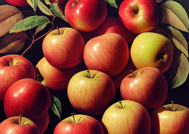 Pommes rouges et jaunes sur le marché