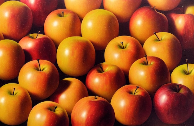 Pommes rouges et jaunes sur le marché