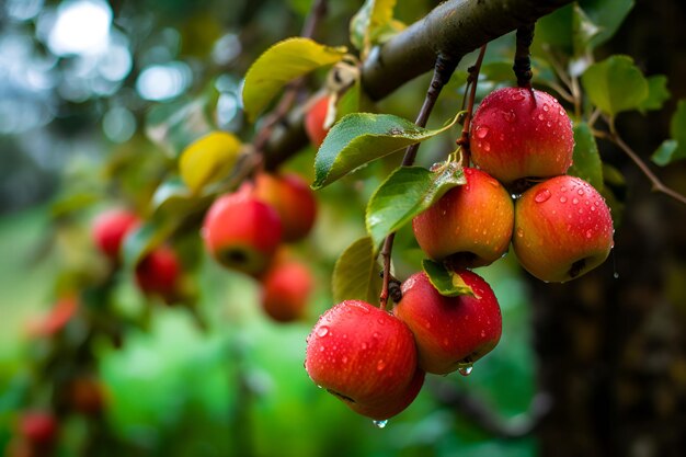 Pommes rouges mûres sur l'arbre généré par l'IA