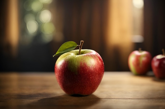 pommes rouges sur table en bois