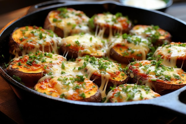 Des pommes de terre à l'ail et au parmesan chaudes et grillées prêtes à manger