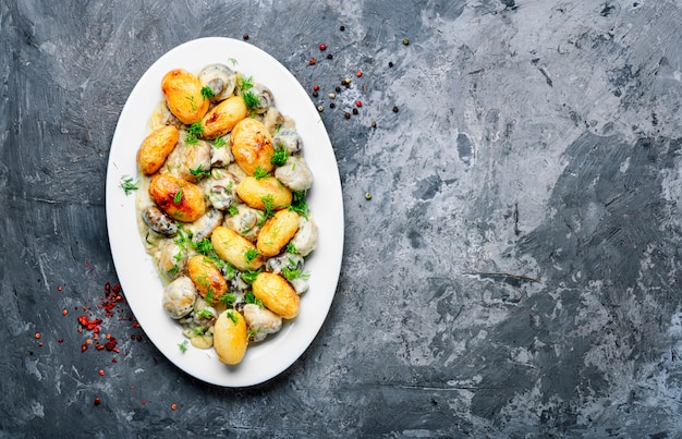 Pommes de terre au four aux champignons