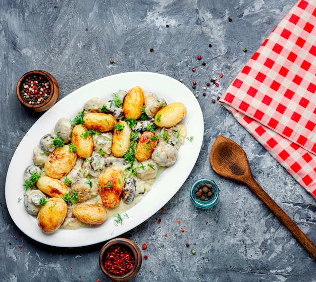 Pommes de terre au four aux champignons