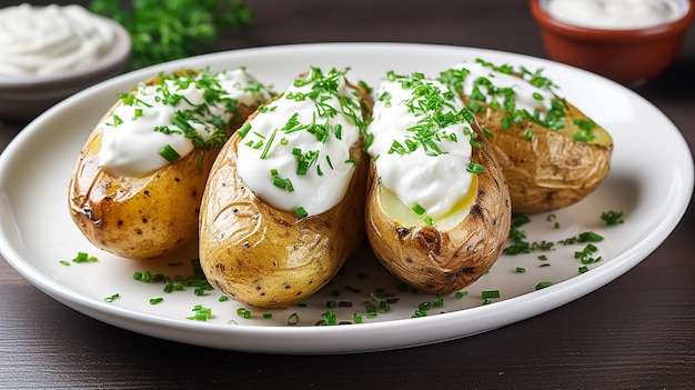 Pommes de terre au four avec trempette au yaourt