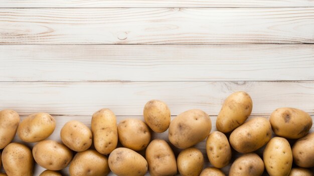 Pommes de terre biologiques fraîches Légumes Fond horizontal photoréaliste Régime végétarien sain Ai généré toile de fond avec fond Pommes de terre juteuses Légumes