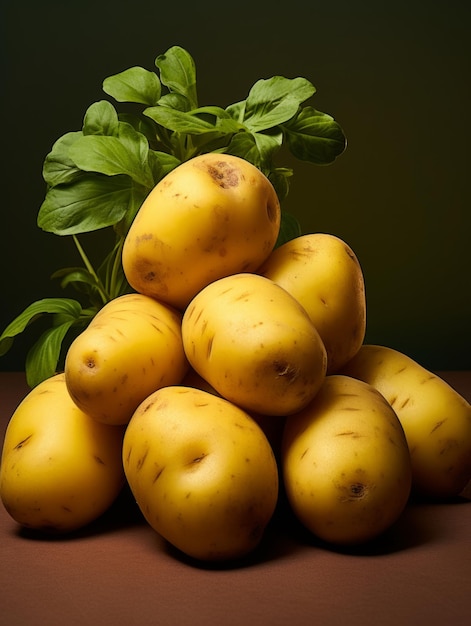 Pommes de terre biologiques fraîches Légumes Illustration verticale photoréaliste Régime végétarien sain Ai généré Illustration lumineuse avec de délicieuses pommes de terre juteuses Légumes