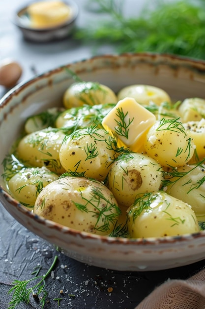 pommes de terre bouillies avec des herbes IA générative