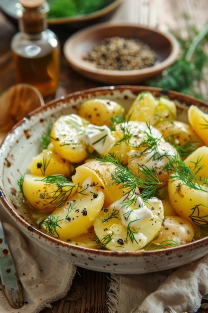 pommes de terre bouillies avec des herbes IA générative