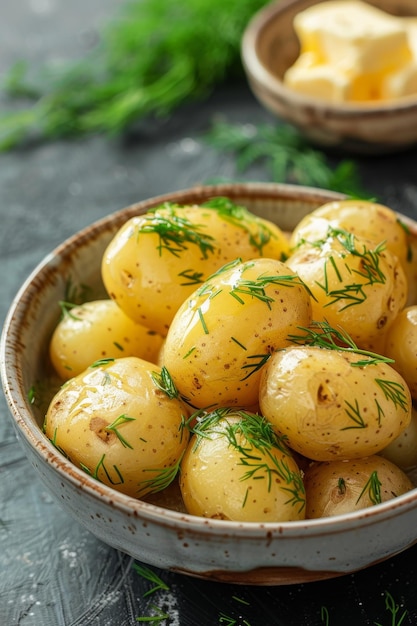 pommes de terre bouillies avec des herbes IA générative