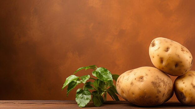 Photo des pommes de terre sur un fond brun