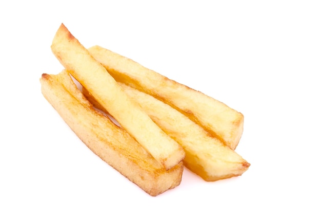 Photo pommes de terre frites françaises isolées sur fond blanc naturel savoureux